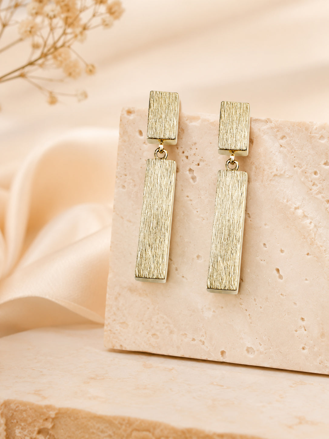 Aanura Geometric Gold Bar Earrings