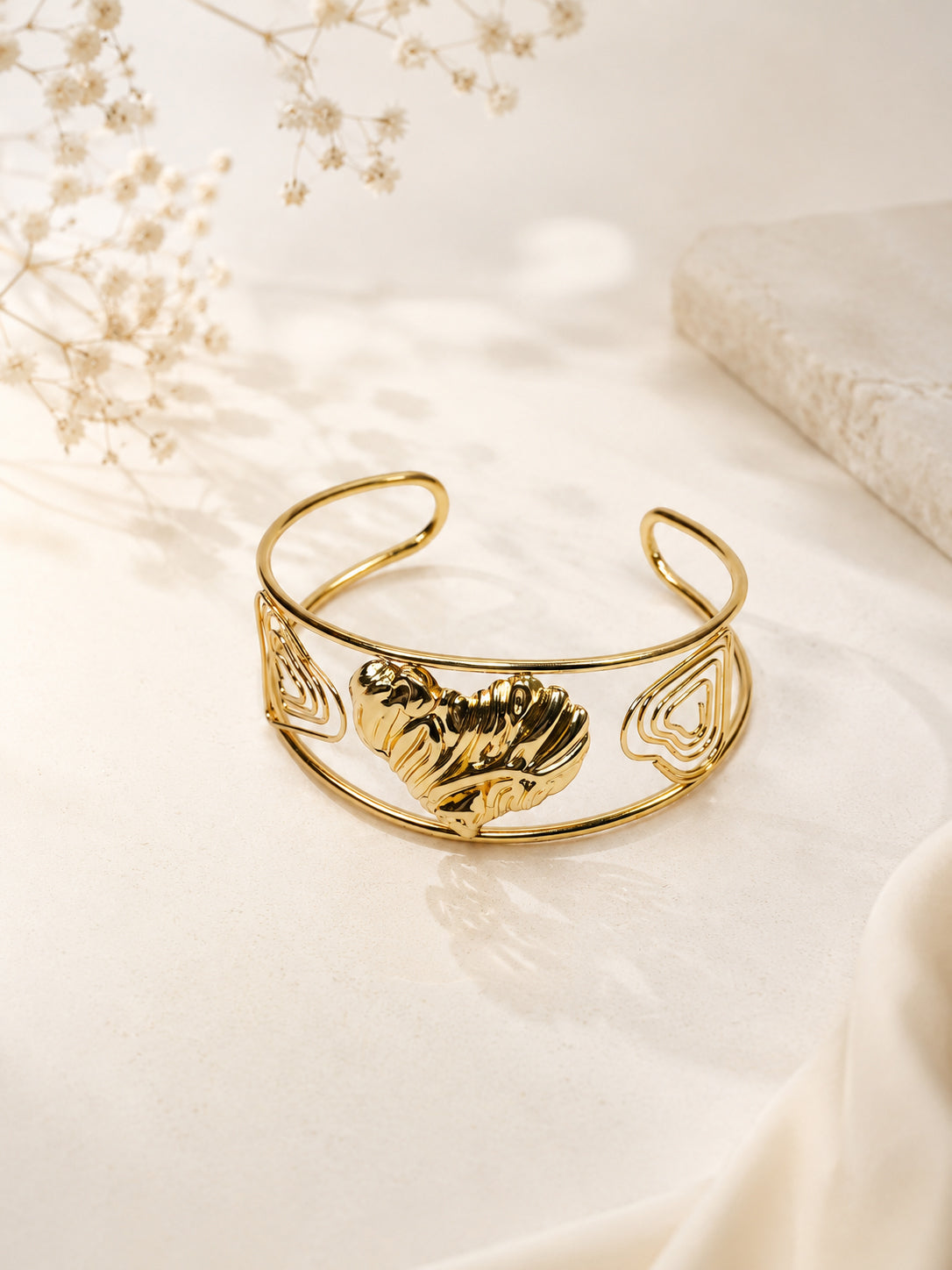 Aanura Sculpted Leaf Open Cuff Bracelet