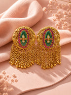 Aanura Gold-Plated Green Ruby Tassel Rings