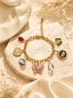 Aanura Butterfly & Crystal Multicharm Bracelet