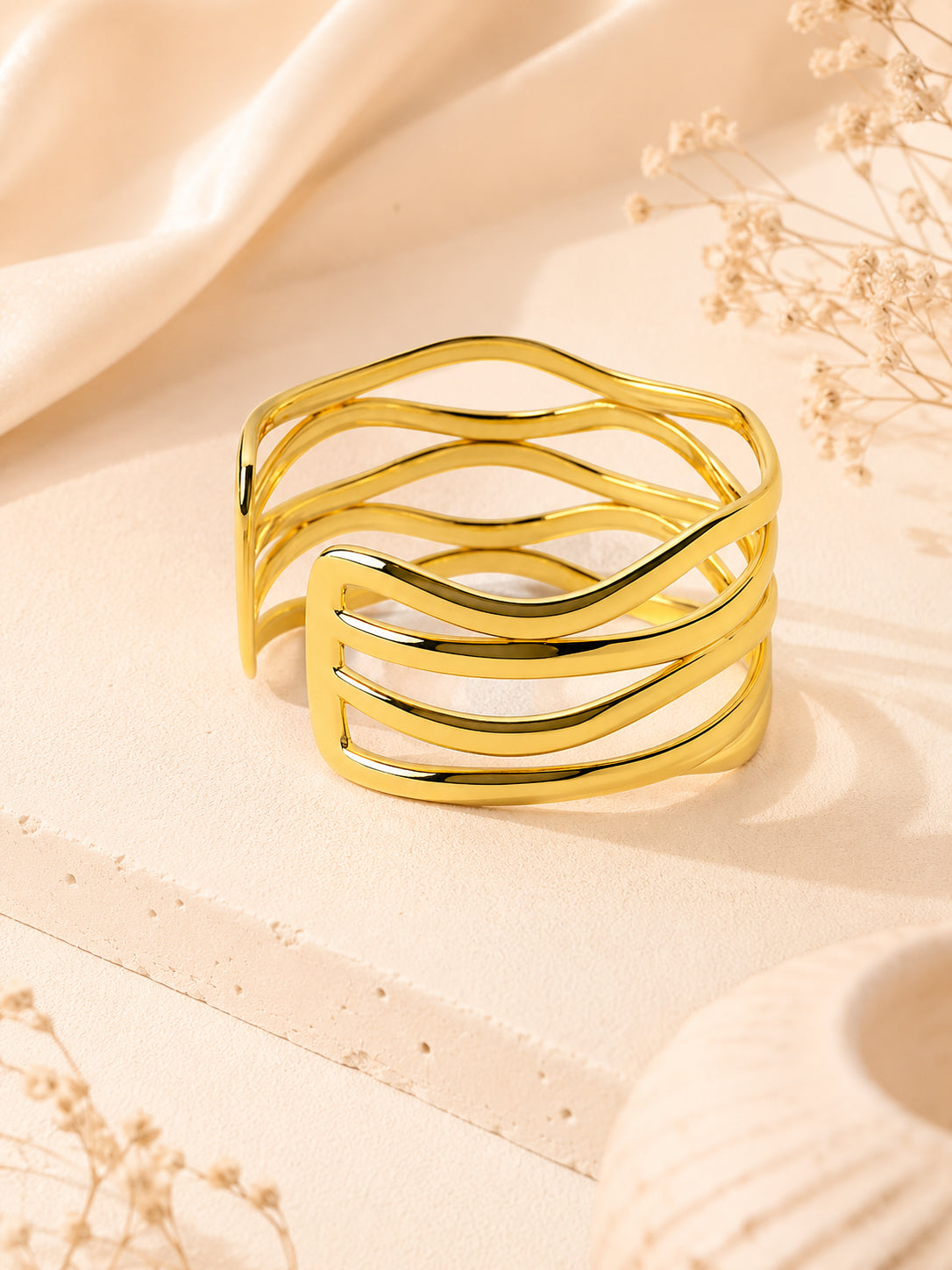 Aanura Golden Wave Cuff Bracelet