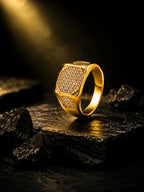 18K Gold CZ Octagon Anti-Tarnish Waterproof Ring