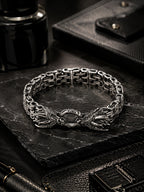 Silver Rhodium-Plated Dragon Claw Anti-Tarnish Stainless Steel Bracelet for Men
