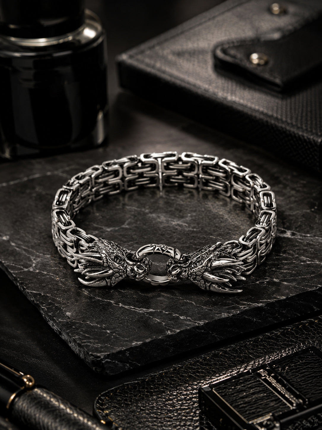 Aanura Silver Dragon Stainless Steel Bracelet For Men