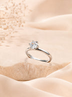 Rhodium Plated Anti-Tarnish Solitaire Crystal Ring