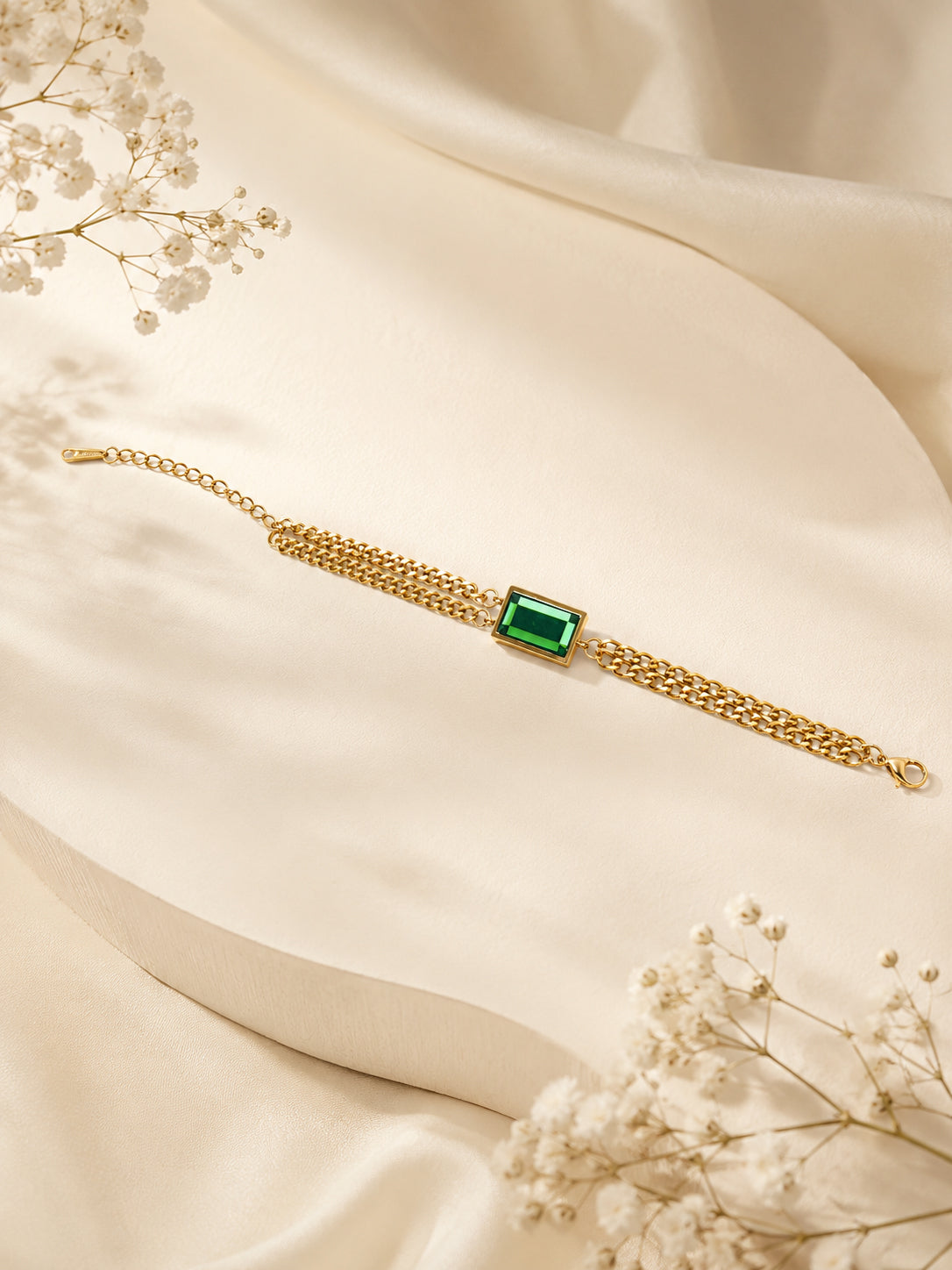 Aanura Rectangular Stone Adjustable Chain Bracelet