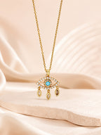 18K Gold Plated Blue Eye Crystal Drop Necklace