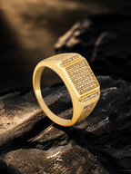Aanura 18K Gold-Plated Crystal Statement Anti tarnish & Water-Proof  Ring For Men's