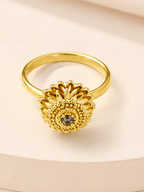 18K Gold Plated Sunflower Crystal Ring