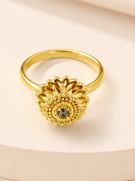18K Gold Plated Sunflower Crystal Ring