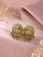 Aanura Gold-Plated Green Enamel Floral Rings