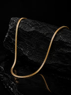 18K Gold-Plated Flat Chain Anti-Tarnish Waterproof Stainless Steel for Men