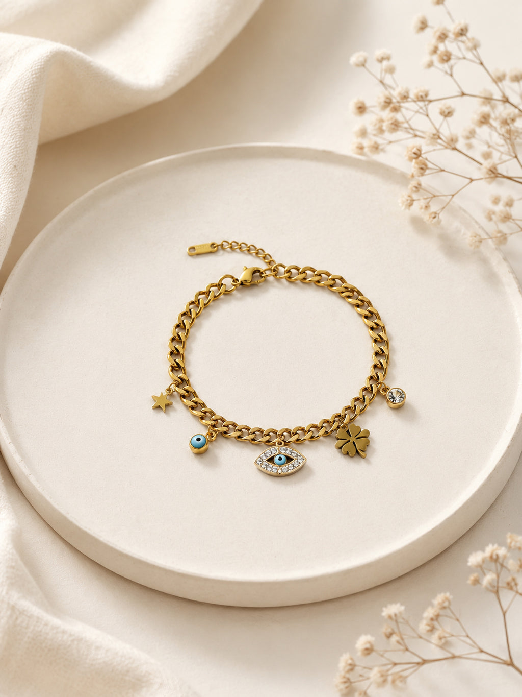 Aanura Evil Eye Charm Adjustable Chain Bracelet