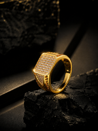 18K Gold CZ Statement Anti-Tarnish Waterproof Ring
