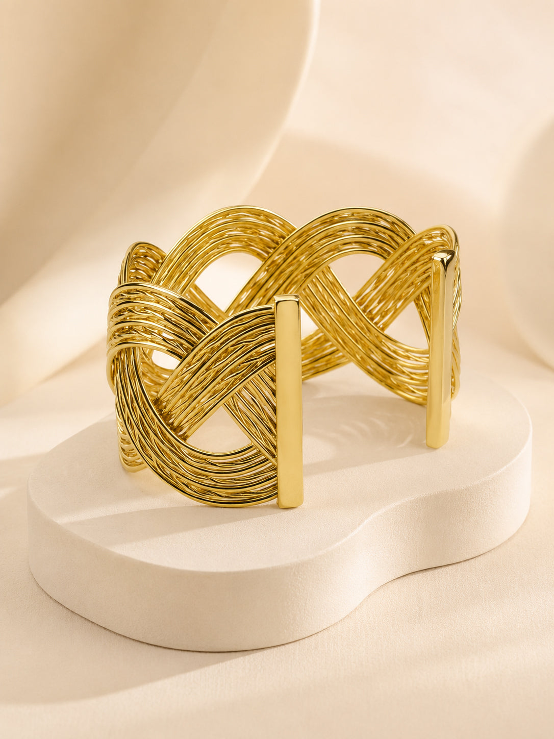 Aanura Golden Infinity Weave Statement Bracelet