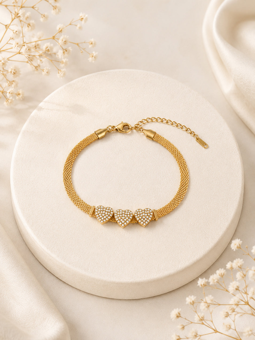 Aanura Triple Heart Mesh Adjustable Bracelet