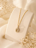 Gold Plated Open Oval Crystal Necklace