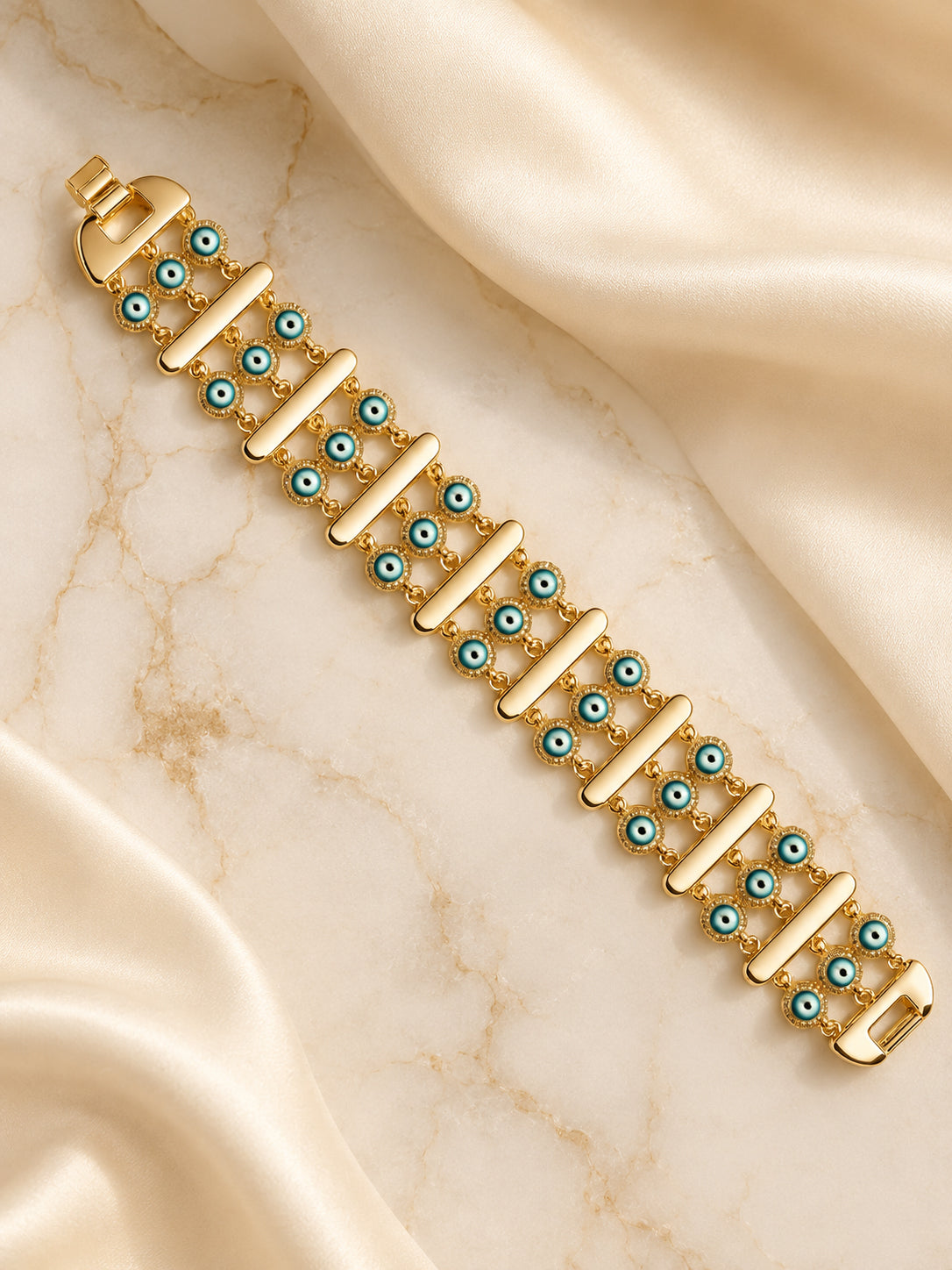 Aanura Double-Layer Evil Eye Gold Bracelet