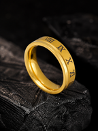 Aanura 18K Gold-Plated Roman Numeral Band Ring For Men's