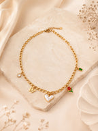 Statement Charm Link Necklace with 18K Gold Plating