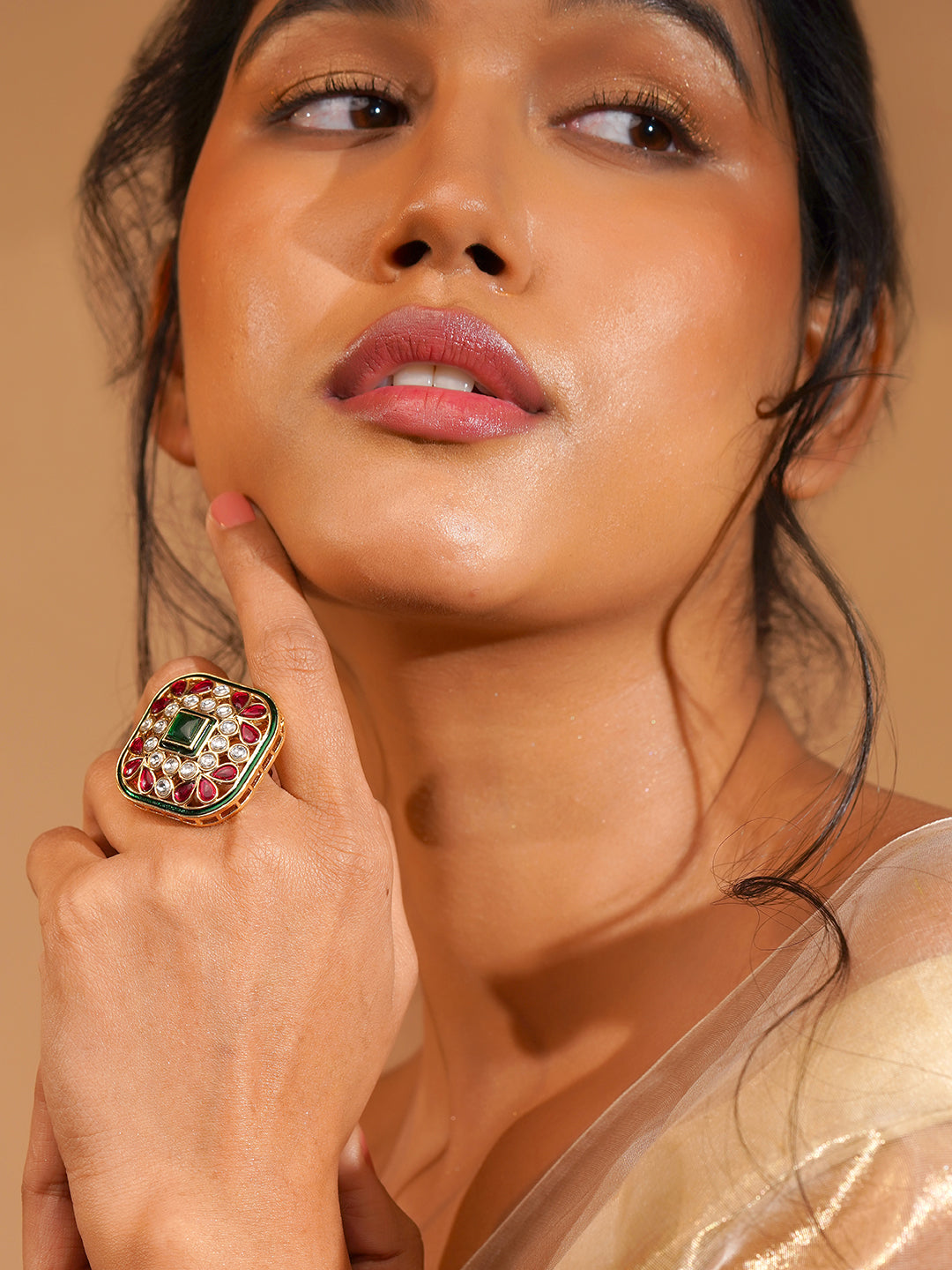 Aanura Ornate Square Adjustable Statement Ring
