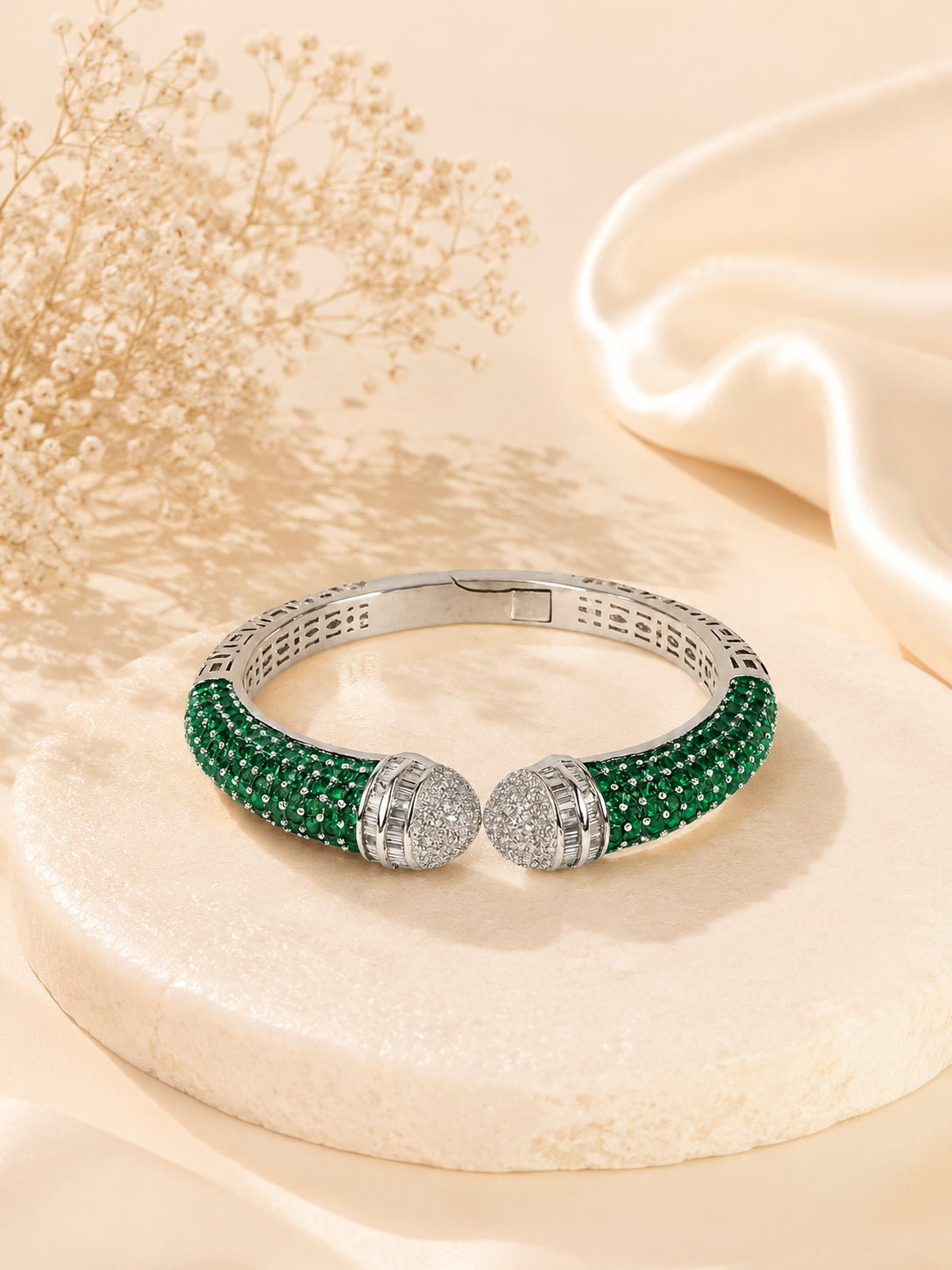 Aanura Emerald Crown Silver Bracelet