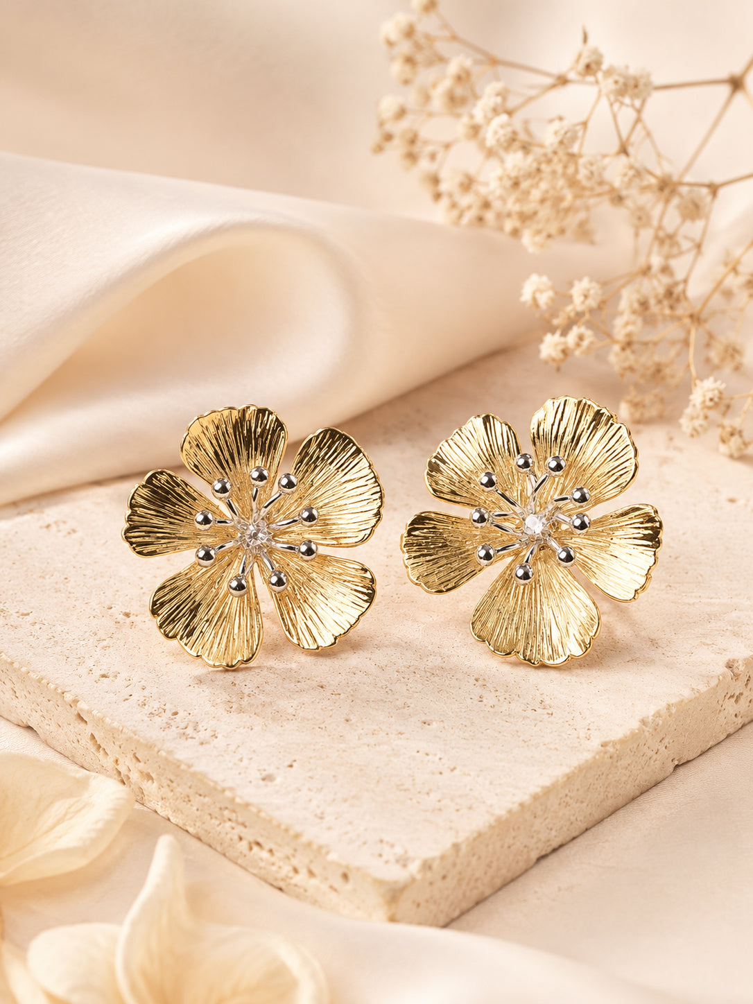 Aanura Gold Blossom Stainless Steel Earrings