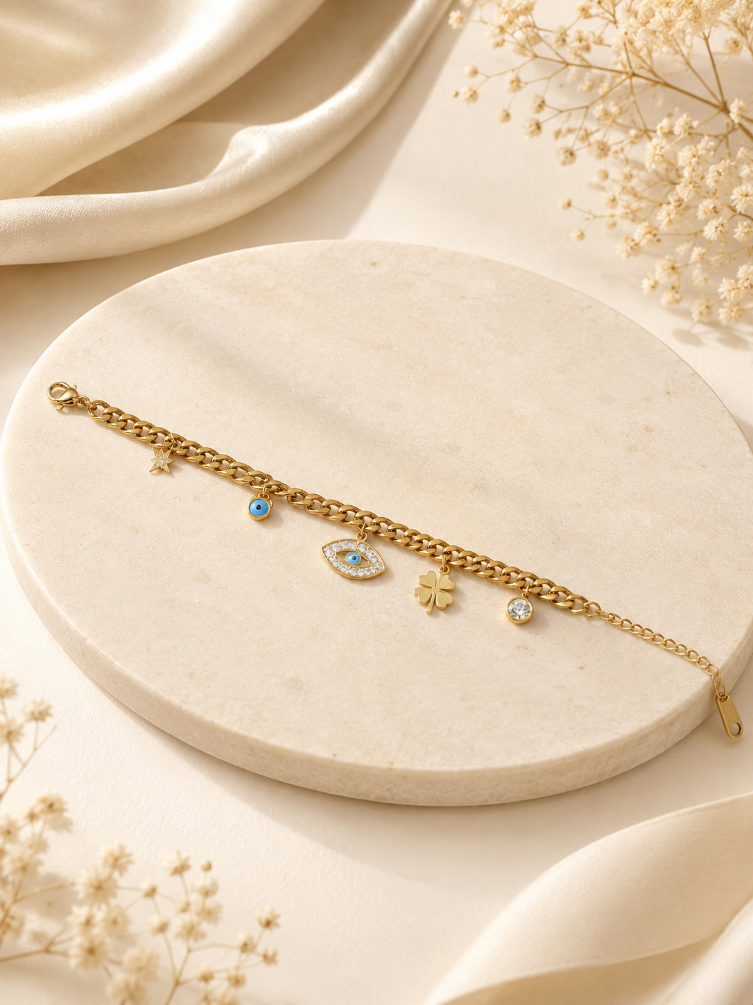 Aanura Evil Eye Charm Adjustable Chain Bracelet