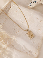 Aanura Geometric Grid Pendant Necklace