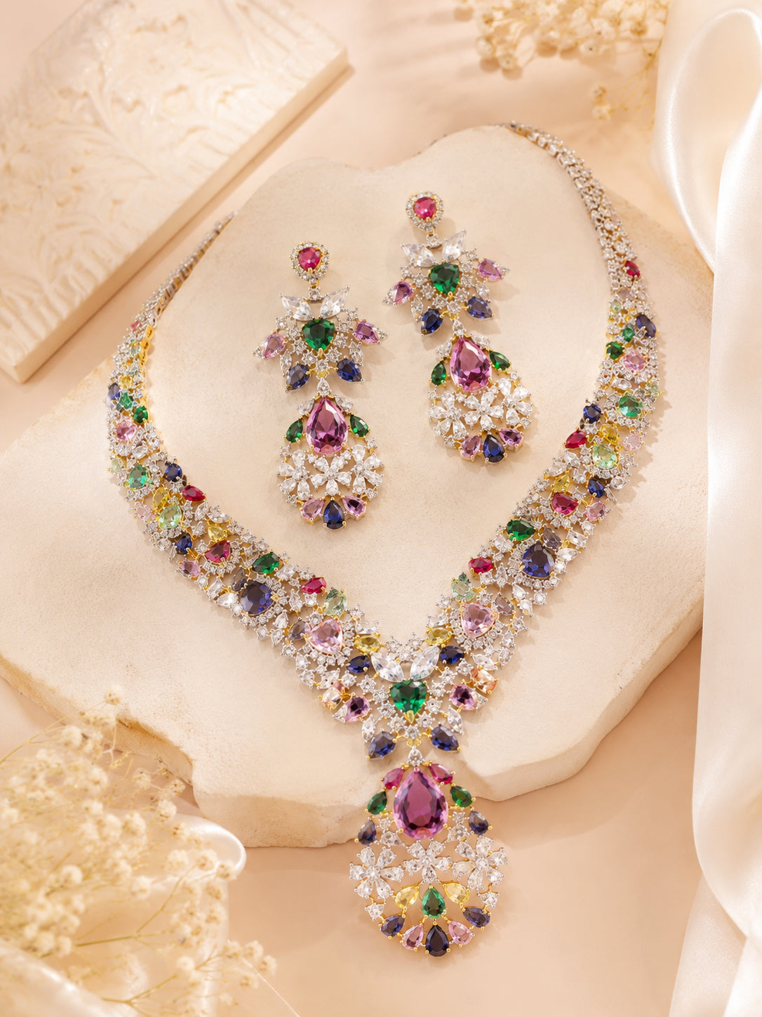 Aanura Multi-Gemstone Royal Necklace Set
