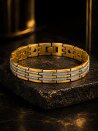 18K Gold-Plated Textured Anti-Tarnish Waterproof Steel Bracelet