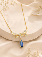 18K Gold Plated Blue Wing Teardrop Necklace