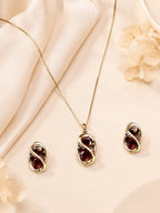 Aanura Golden Infinity Gem Necklace & Earrings Set