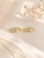 Pavé Link Hoop Earrings in 18K Gold Plating