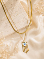 Aanura Evil Eye Heart Layered Pendant Necklace