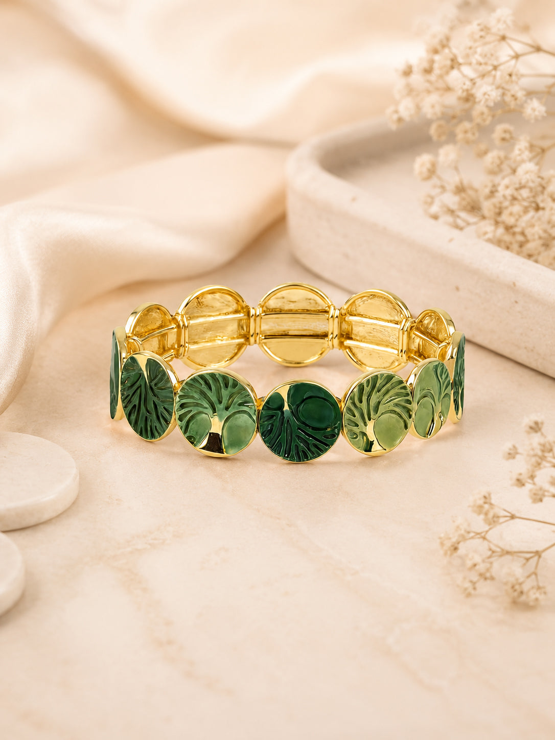 Aanura Verdant Forest Gold Enamel Bracelet