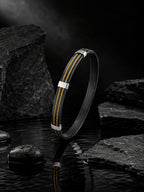 Black & Rhodium Dual Wire Anti-Tarnish Waterproof Bracelet