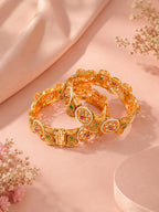 Aanura Gold Plated Heritage Stone Bangle Bracelet
