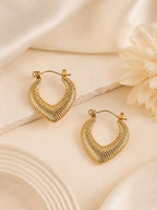 Aanura Gold Plated Textured Hoop Earrings