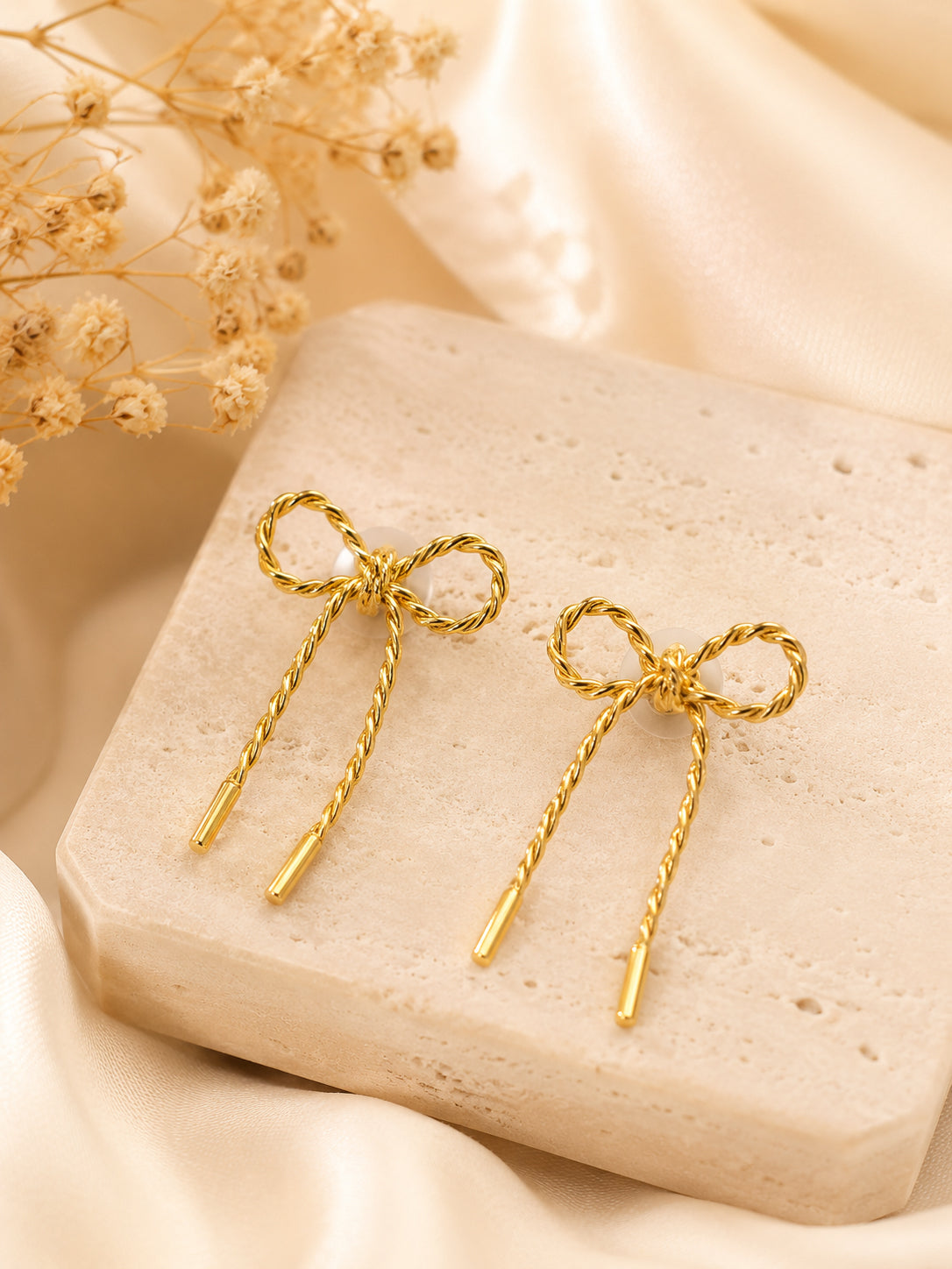 Golden Bow Twist Earrings – Aanura