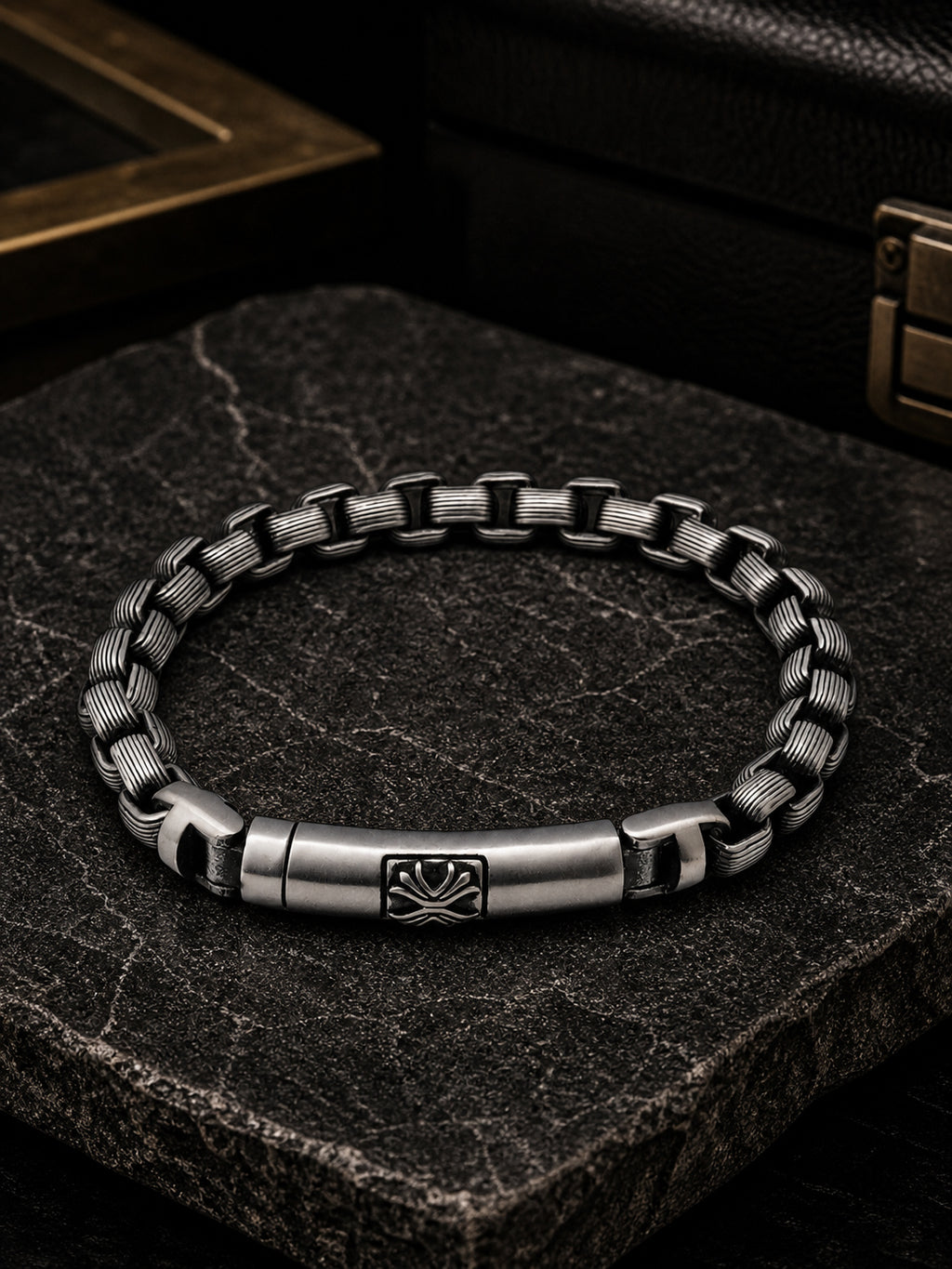 Aanura Stainless Steel Chain Bracelet For Men's