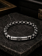 Rhodium-Plated Link Waterproof Anti-Tarnish Stainless Steel Bracelet for Men