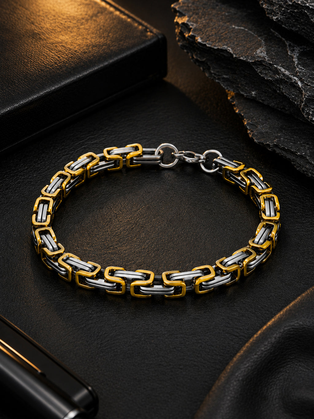 Aanura Dual-Tone Stainless Steel Bracelet For Men