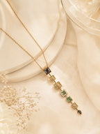 Aanura Linear Square Drop Statement Necklace