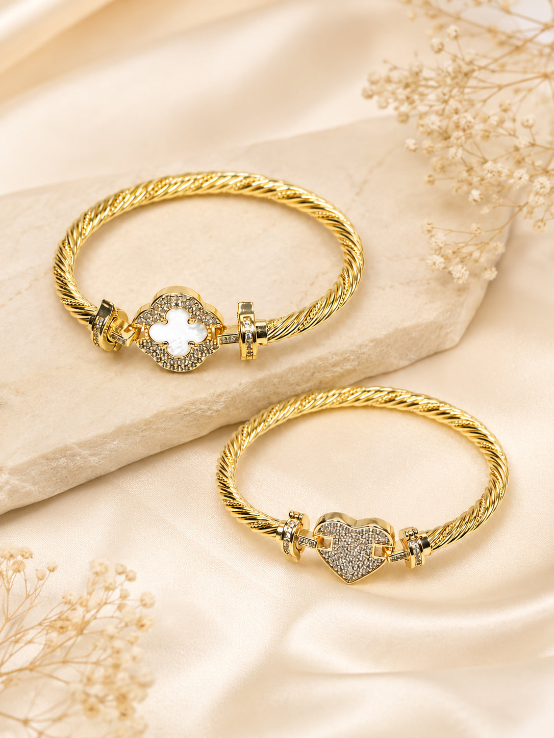 Aanura Luxe Clover Lock Statement Bracelet