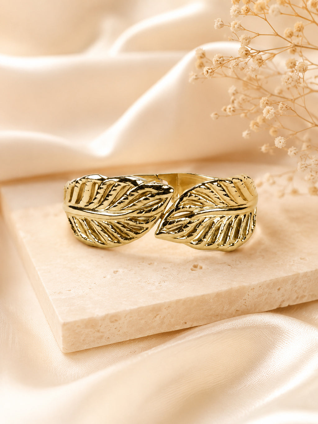 Aanura Golden Leaf Statement Bracelet