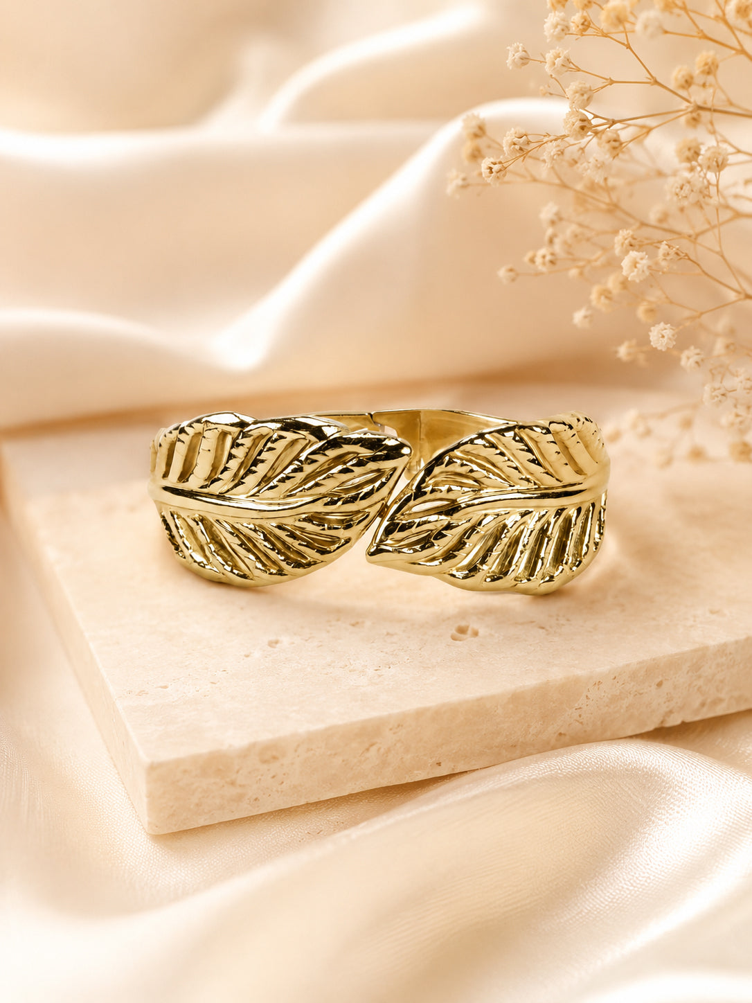 Aanura Golden Leaf Statement Bracelet