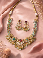 Aanura Temple-Style Choker with Kundan & Pearl Clusters