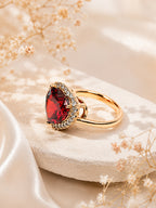 18K Gold Plated Halo Oval Anti-Tarnish Waterproof Ring