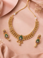 Aanura Gold Plated Emerald Aura Necklace Set
